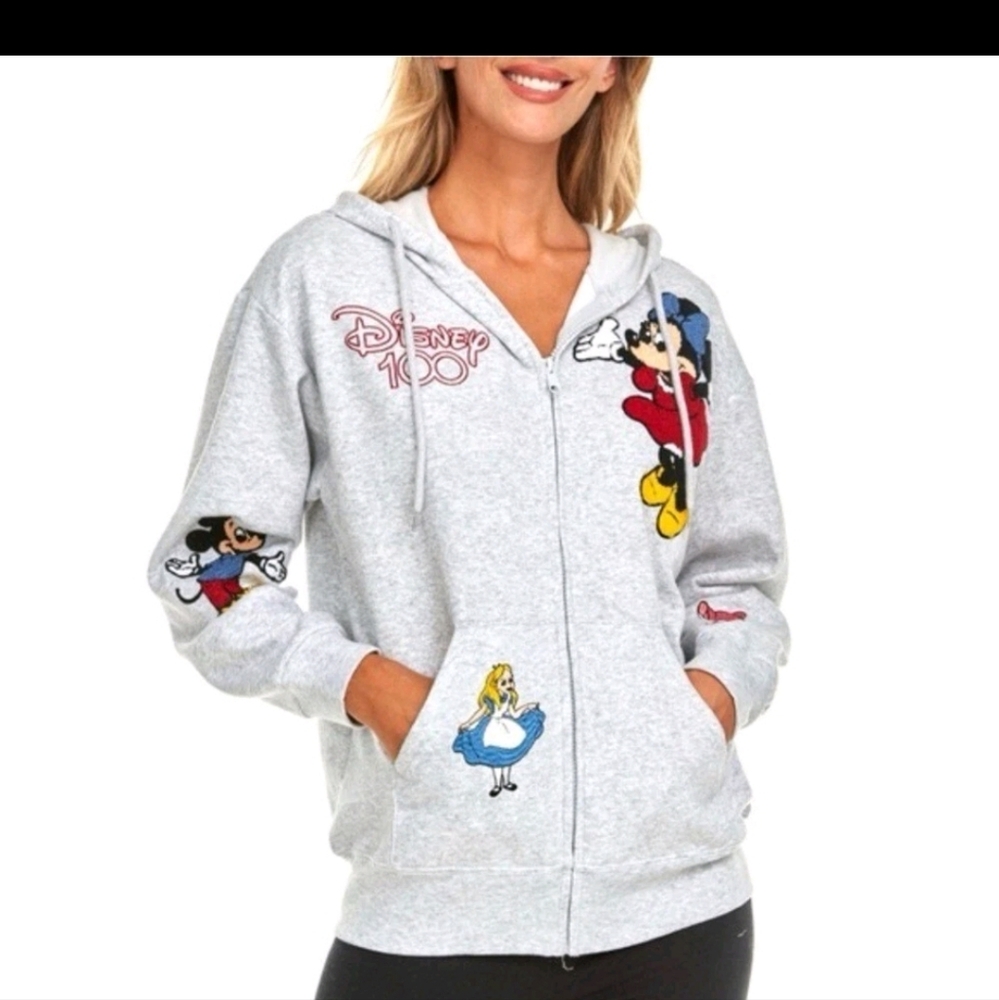 Disney 100 Hoodie Size Medium Hooded Sweatshirt Minnie, Mickey, Bambi, Alice